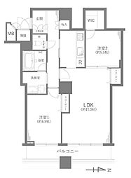 リズムタワー2 2LDKの間取図画像