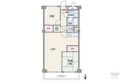 川名ダイヤハイツA棟 2LDKの間取図画像