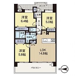 レーベンスクエア藤沢プレイジアム 3LDKの間取図画像