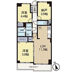 相武台一丁目パーク・ホームズ 2SLDKの間取図画像