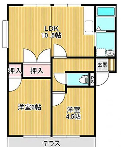 アビタシオン上津 103号｜福岡県久留米市上津町(賃貸アパート2LDK・1階・51.50㎡)の写真 その2