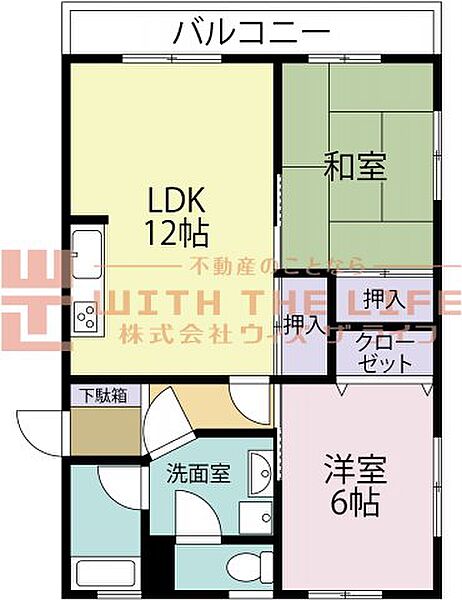 コーポ清風台 101号｜福岡県久留米市南2丁目(賃貸マンション2LDK・1階・52.89㎡)の写真 その2