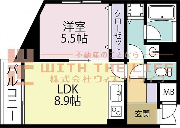 ダイナコートリバティーイン久留米 201号｜福岡県久留米市津福今町(賃貸マンション1LDK・2階・38.02㎡)の写真 その2