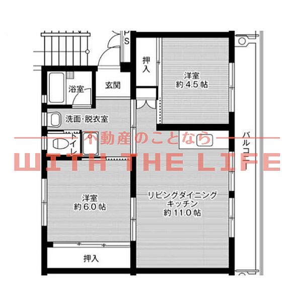 ビレッジハウス佐賀 2-406号｜佐賀県佐賀市蓮池町大字古賀(賃貸マンション2LDK・4階・53.96㎡)の写真 その2