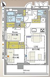 渋谷常磐松ハウス 2LDKの間取図画像