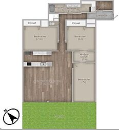 二子玉川宝ロイアルハイツ 2LDKの間取図画像