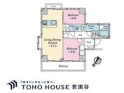 ハイシティ目黒 2LDKの間取図画像