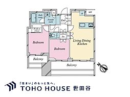 ローレルアイ恵比寿ピアース 2LDKの間取図画像