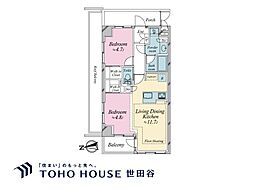 アエリア三軒茶屋 2LDKの間取図画像