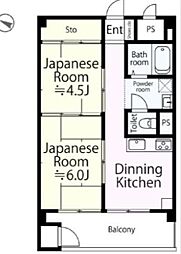 東建西が丘マンション 2DKの間取図画像