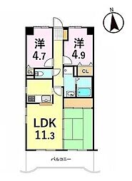 ネオハイツ並木2 3LDKの間取図画像