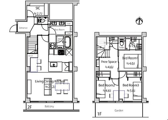 間取り ニューウェルテラス宮前平Ｂ棟 2階/-