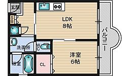 シルバーハイツ 1LDKの間取図画像