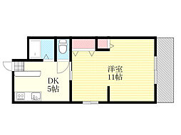 山尾マンション 1DKの間取図画像