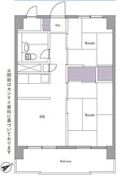 高井戸永谷マンション 2DKの間取図画像