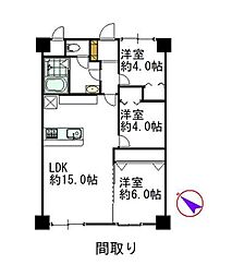 サニーハイツ門前仲町 3LDKの間取図画像