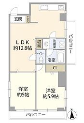 ヴェラハイツ第2東府中陣屋 2LDKの間取図画像