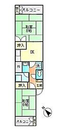 上用賀マンション 2DKの間取図画像