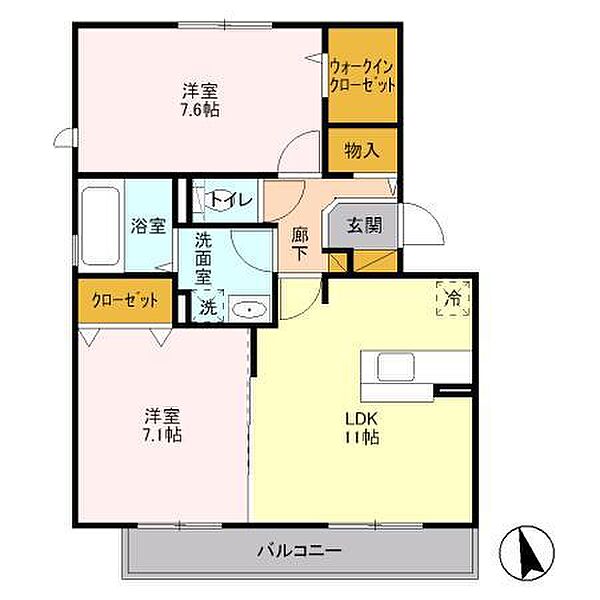 パラシオン　A 203｜千葉県松戸市(賃貸アパート2LDK・2階・60.88㎡)の写真 その2