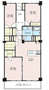 間取り：3LDK＋WIC＋バルコニー