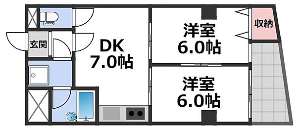 クリスタルアーク ｜大阪府大阪市東成区大今里西3丁目(賃貸マンション2DK・8階・38.51㎡)の写真 その2