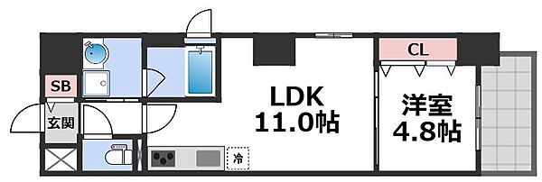 ミラノ堺筋 ｜大阪府大阪市中央区南久宝寺町1丁目(賃貸マンション1LDK・8階・40.40㎡)の写真 その2