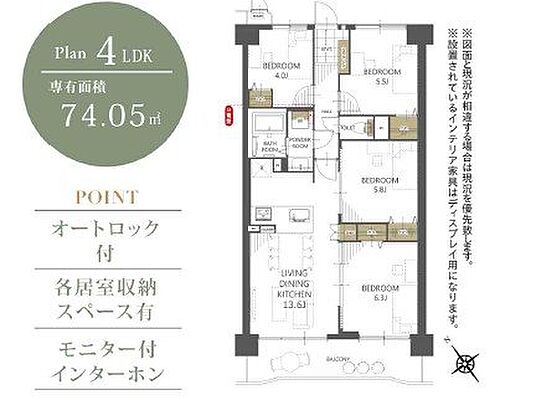 間取り ネオハイツ多賀城 4階/-