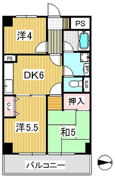 第二鴨下マンション 0104｜東京都練馬区石神井町2丁目(賃貸マンション3DK・1階・46.75㎡)の写真 その2