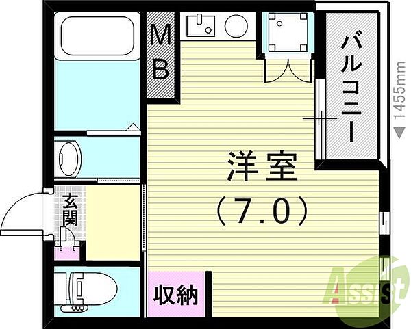 兵庫県西宮市北昭和町(賃貸マンション1R・1階・21.00㎡)の写真 その2