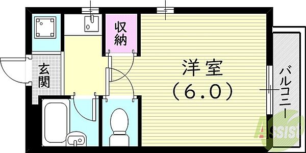 兵庫県西宮市上甲子園2丁目(賃貸アパート1K・2階・19.73㎡)の写真 その2