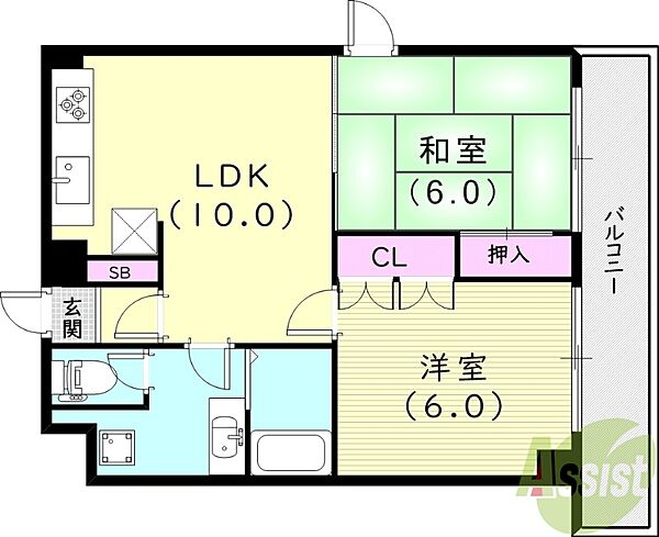 兵庫県西宮市平木町(賃貸マンション2LDK・6階・49.45㎡)の写真 その2