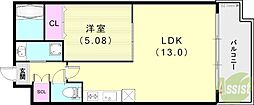 プレジオ西宮今津 1LDKの間取図画像
