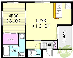 アコール北口 1LDKの間取図画像