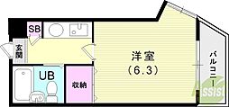 ジョイ甲子園 1Kの間取図画像