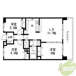 KDX宝塚レジデンス 2LDKの間取図画像