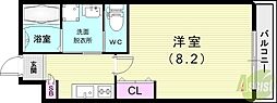 ラ・フォルム宝塚栄町 1Kの間取図画像
