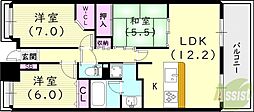 甲子園三番町ハイツ 3LDKの間取図画像