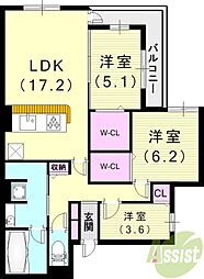GreenPalace樋之池 3LDKの間取図画像