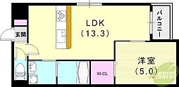 (仮)今津山中町ハイツ 1LDKの間取図画像