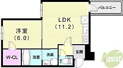 フジパレスヴェール 1LDKの間取図画像