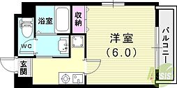 プレッツァ西宮 1Kの間取図画像