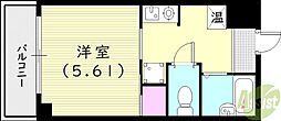 レジェンド西宮 1Kの間取図画像