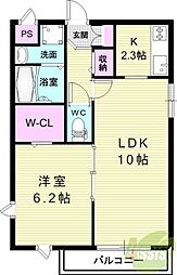 ブルーリーフ2 1LDKの間取図画像