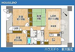 ロイヤルアーク上新庄 3LDKの間取図画像