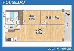 ローズコーポ千里C棟 2LDKの間取図画像