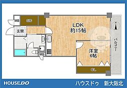 近鉄淀川リバーサイドマンション 1LDKの間取図画像