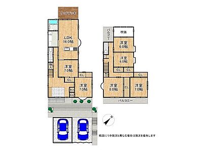 間取り：各居室6帖以上の6LDKの間取りです