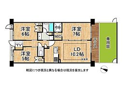 ル・パルトネール京都御屋敷町 3LDKの間取図画像