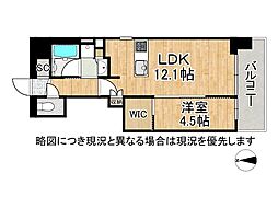 ファインレジデンス京都五条通 中古マンション 1LDKの間取図画像