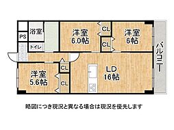 向陽グランドハイツ 3LDKの間取図画像